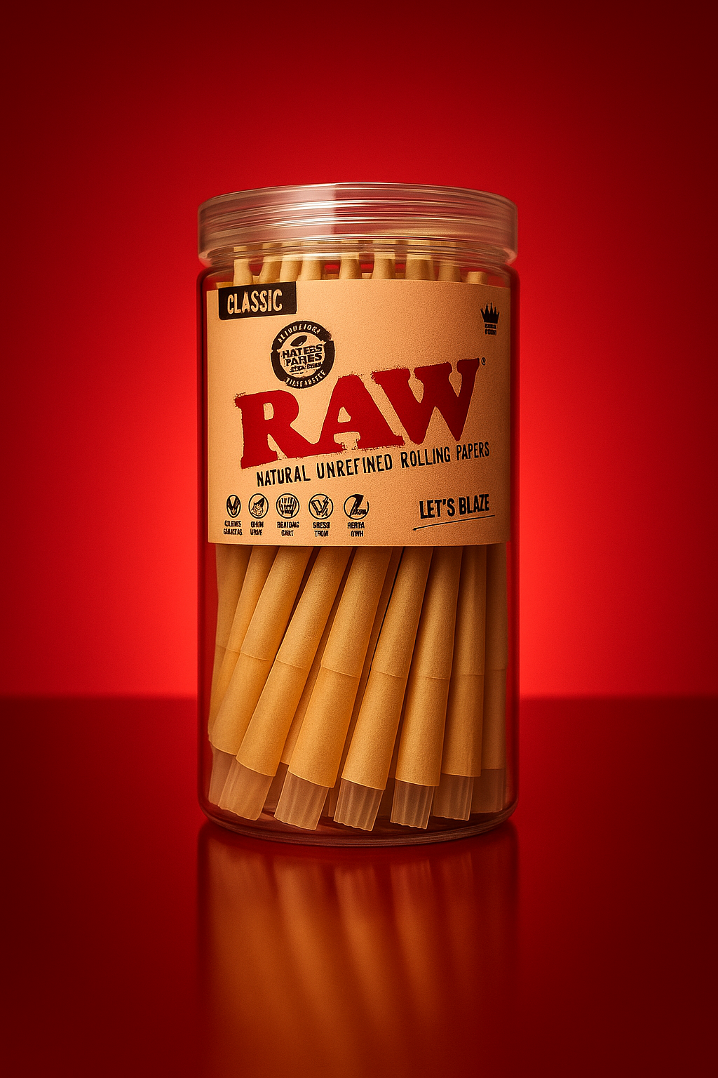 กระดาษโรลพันสำเร็จ RAW 110MM King Size 100 ชิ้น Natural Pre Rolled Cone